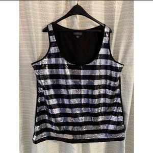 FOREVER 21 PLUS Black and Silver Sequin Tank Top
